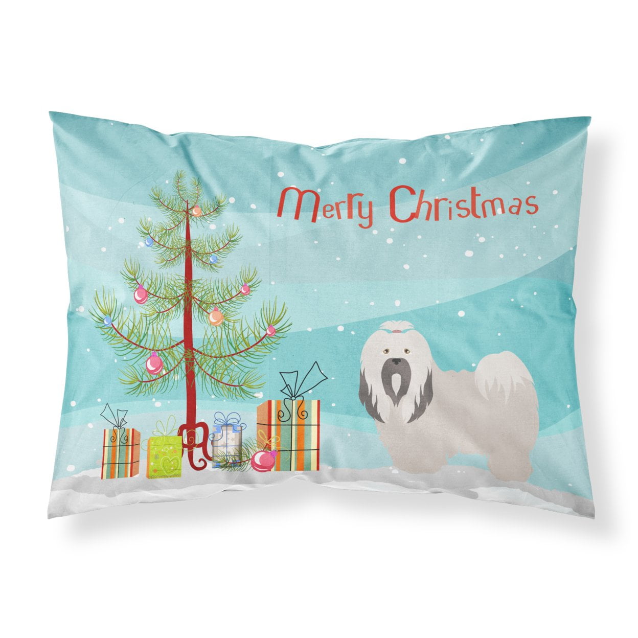 Lhasa Apso Christmas Fabric Standard Pillowcase