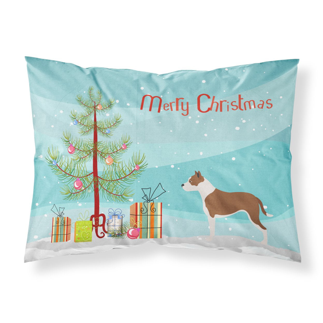 Pit Bull Terrier Christmas Fabric Standard Pillowcase - Multi Colored - Standard