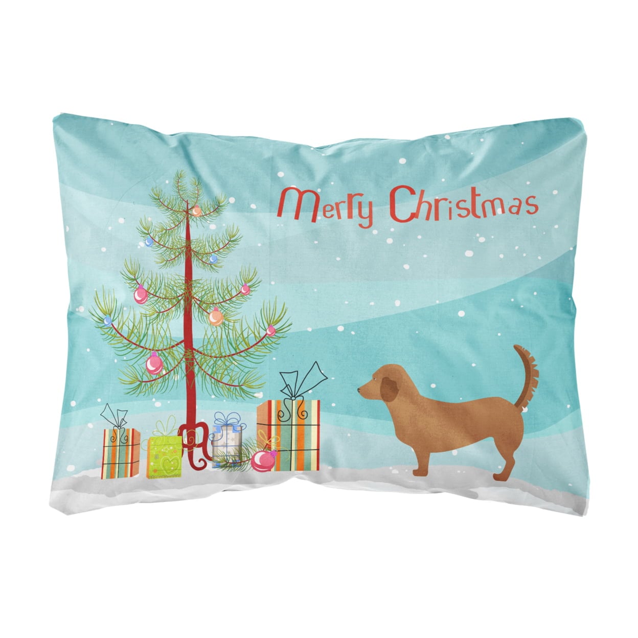 Alpine Dachsbrake Christmas Canvas Fabric Decorative Pillow - Multi Colored - 12 L x 3 W x 16 H in.