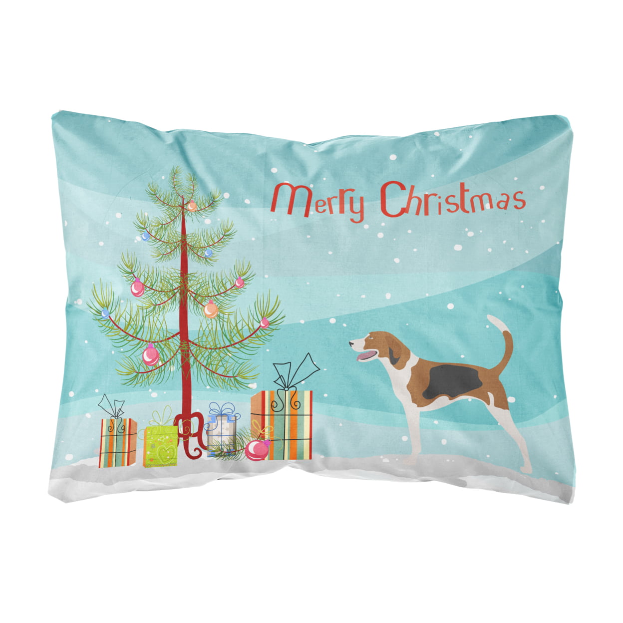 American Foxhound Christmas Canvas Fabric Decorative Pillow - Multi Colored - 12 L x 3 W x 16 H in.