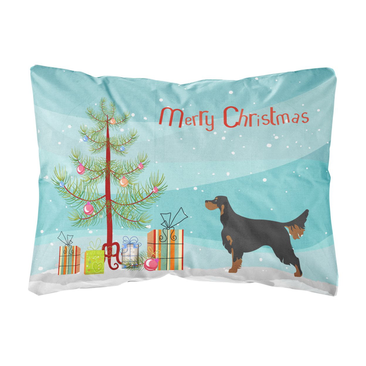 Gordon Setter Christmas Canvas Fabric Decorative Pillow - Multi Colored - 12 L x 3 W x 16 H in.
