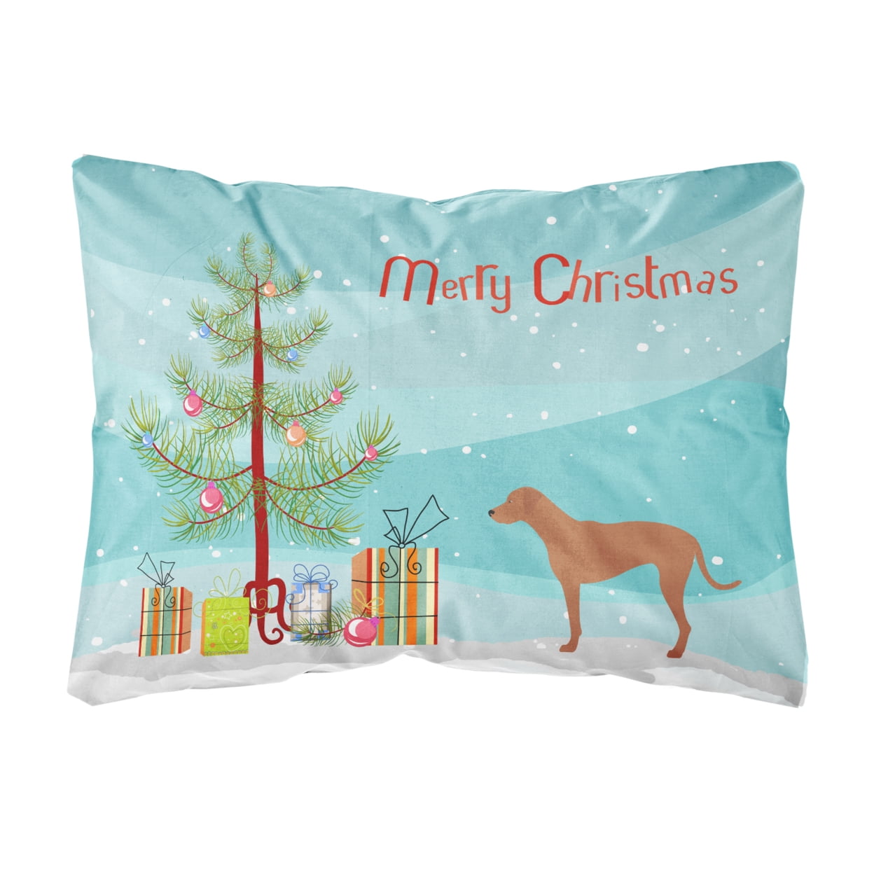 Rhodesian Ridgeback Christmas Canvas Fabric Decorative Pillow - Multi Colored