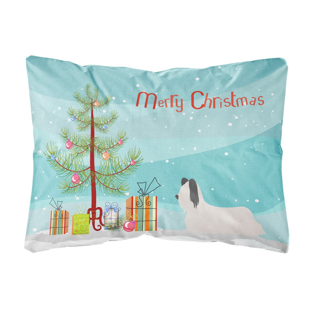 Skye Terrier Christmas Canvas Fabric Decorative Pillow - Multi Colored - 12 L x 3 W x 16 H in.