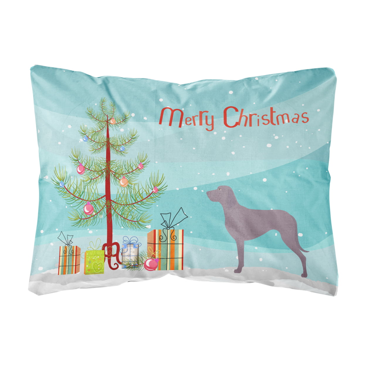Weimaraner Christmas Canvas Fabric Decorative Pillow - Multi Colored - 12 L x 3 W x 16 H in.
