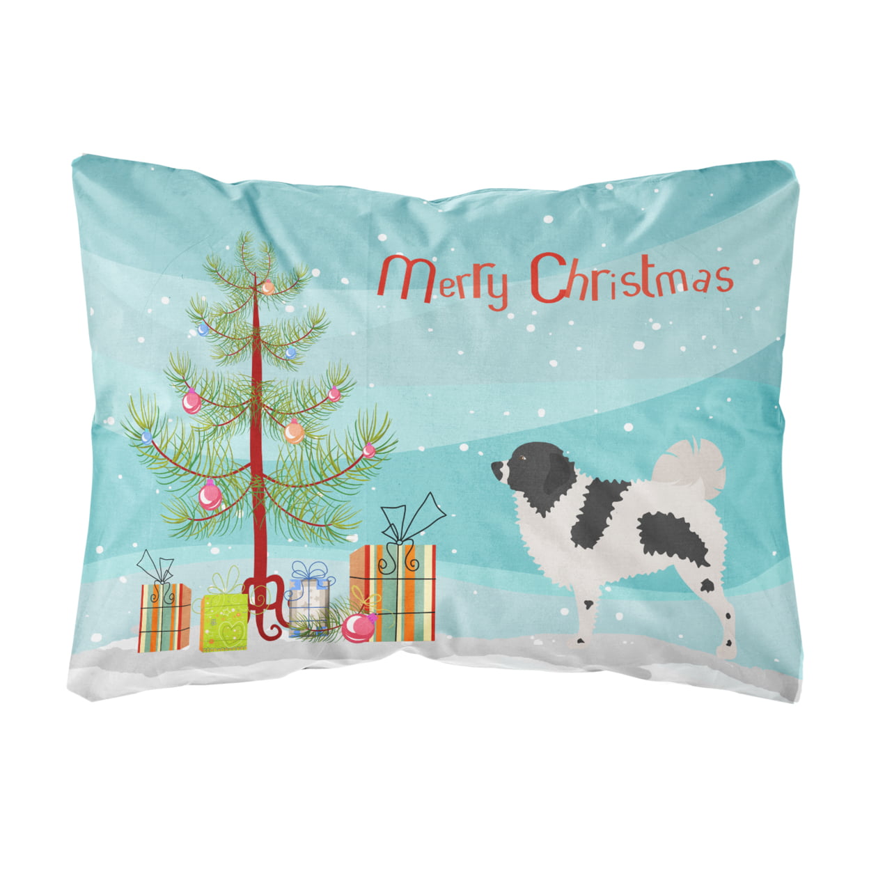 Wetterhoun Frisian Water Dog Christmas Canvas Fabric Decorative Pillow - Multi Colored - 12 L x 3 W x 16 H in.