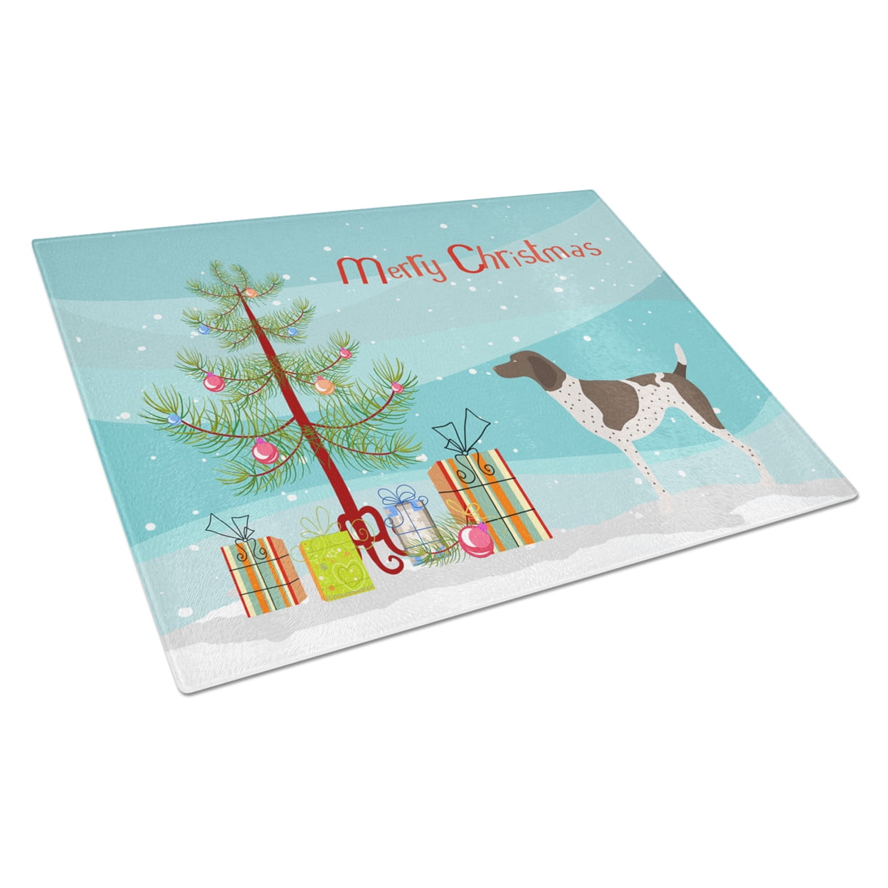 German Shorthaired Pointer Christmas Glass Cutting Board - Large