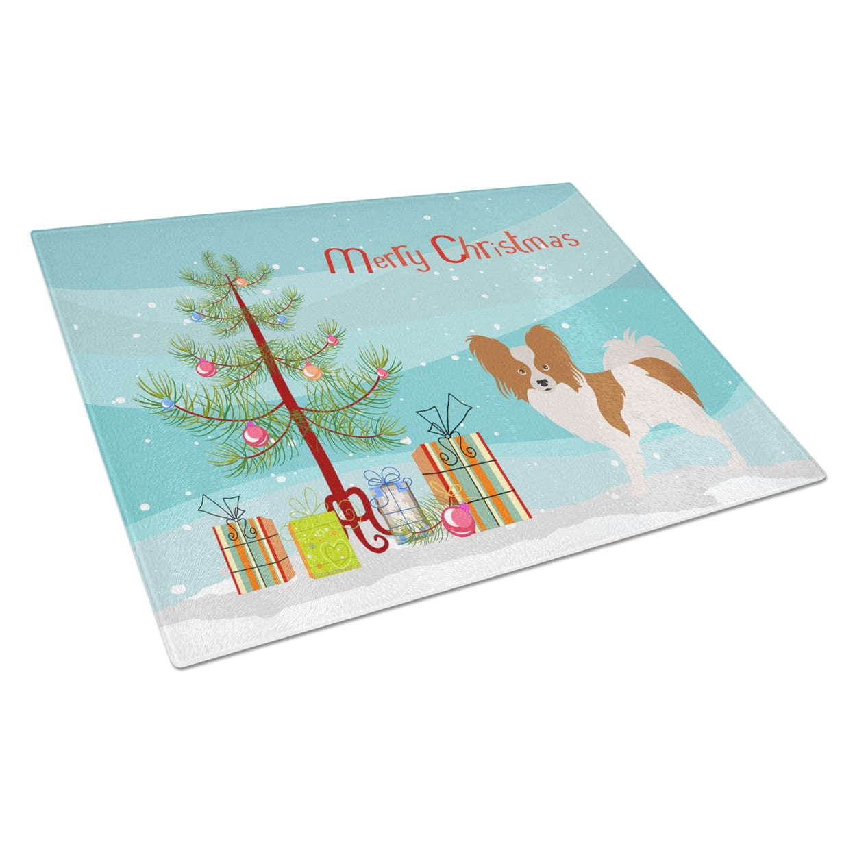 Papillon Christmas Glass Cutting Board - Large