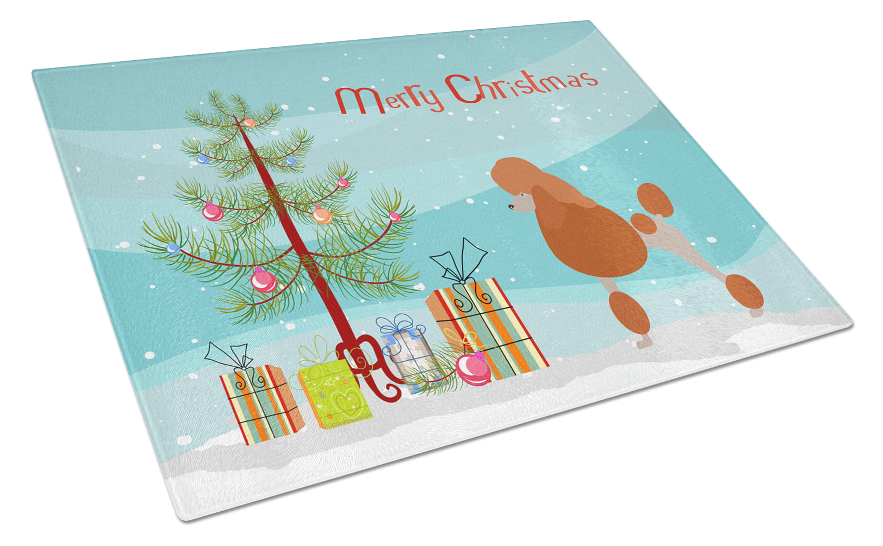 Royal Poodle Christmas Glass Cutting Board - Large