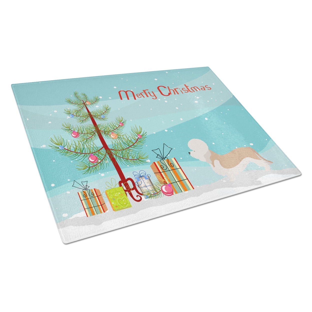 Dandie Dinmont Terrier Christmas Glass Cutting Board - Large