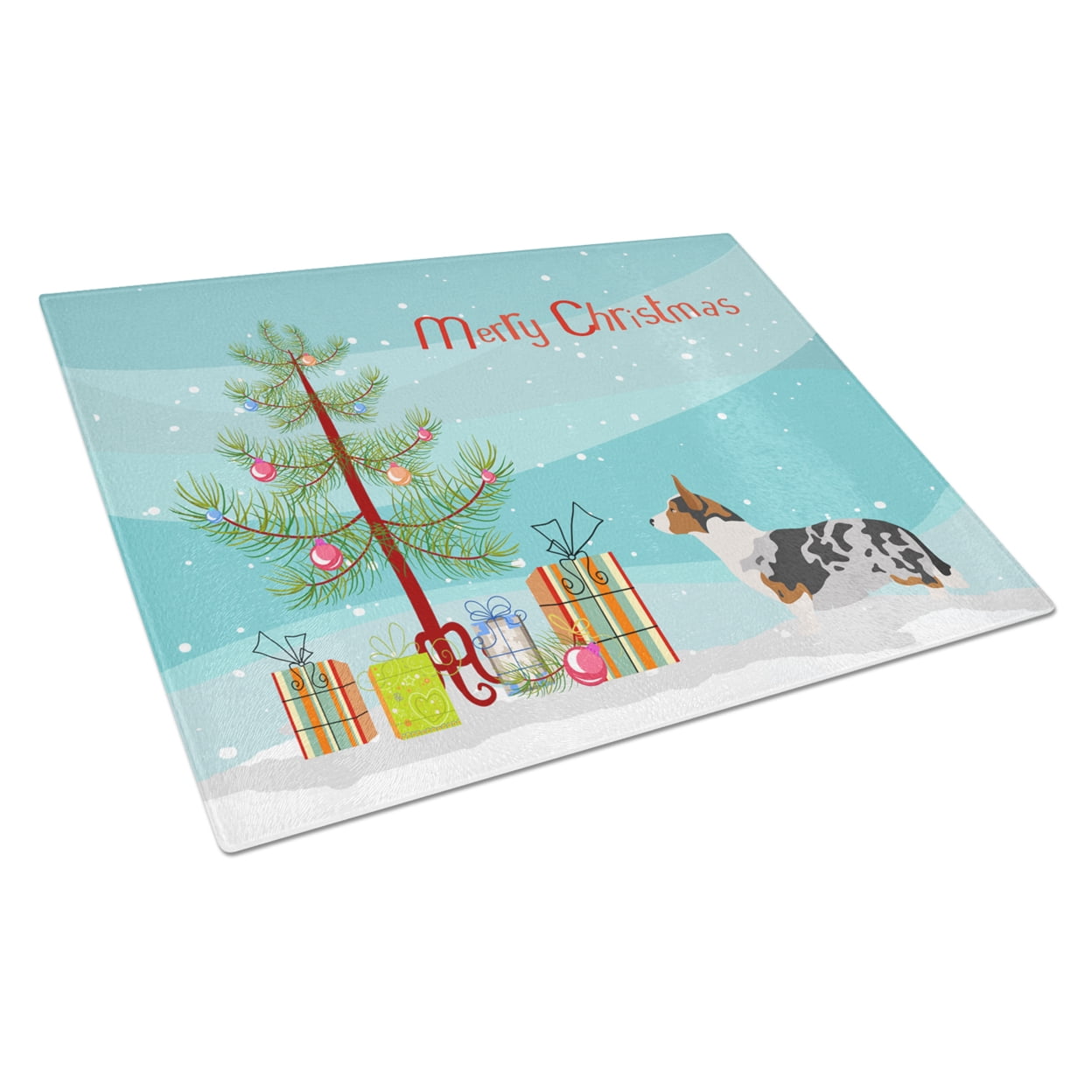 Welsh Corgi Cardigan Christmas Glass Cutting Board - Large