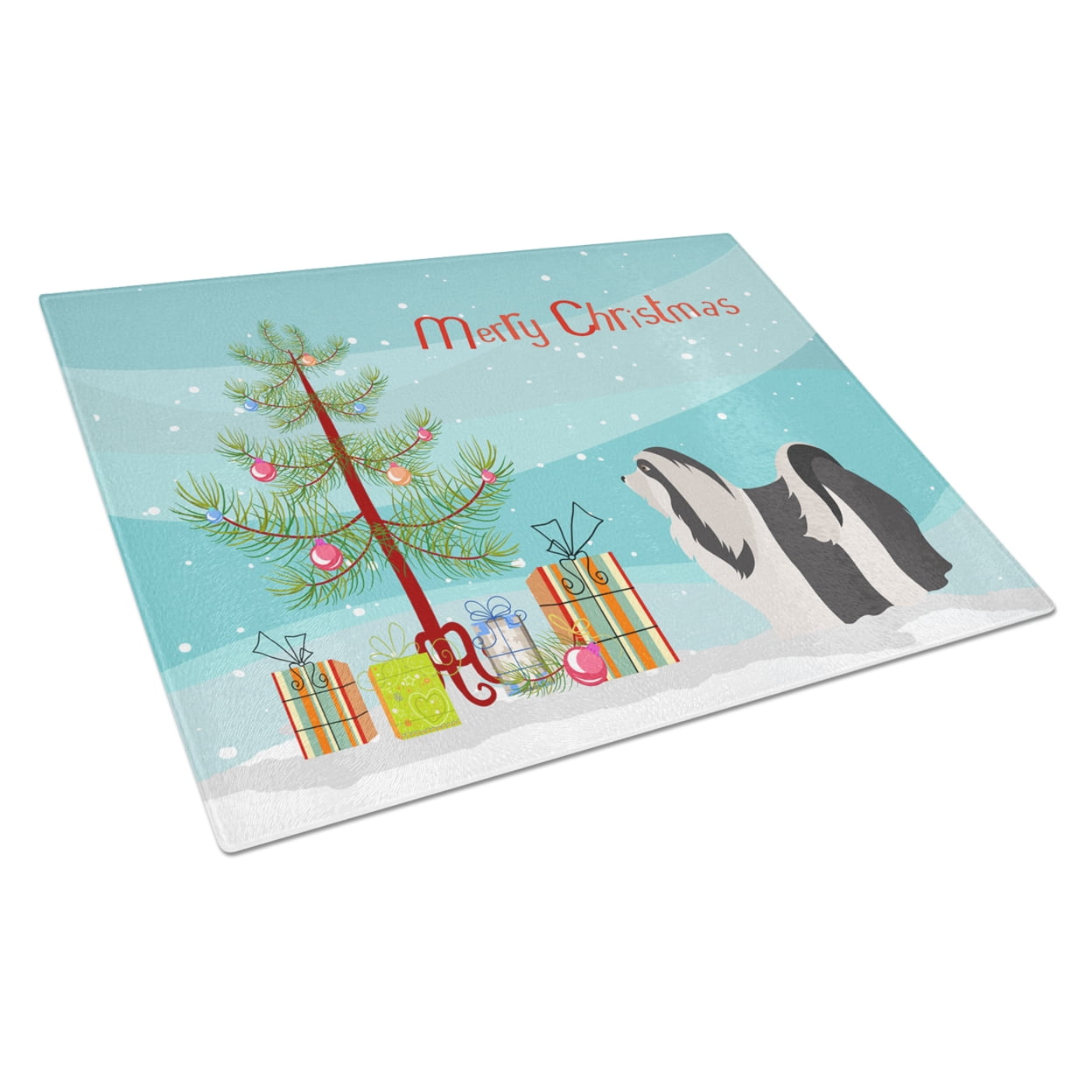 Havanese Christmas Glass Cutting Board - Large