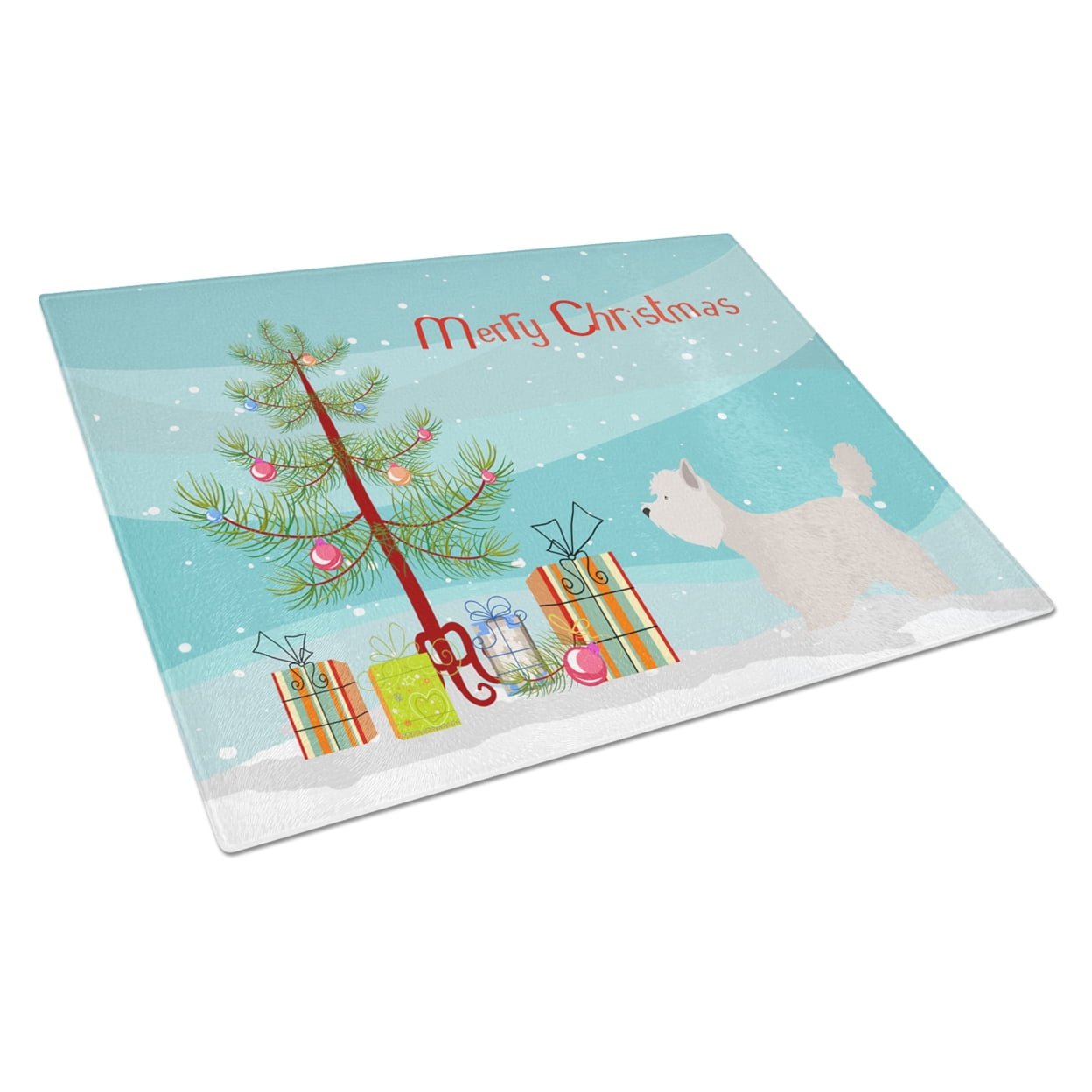 Westie Christmas Glass Cutting Board - Large