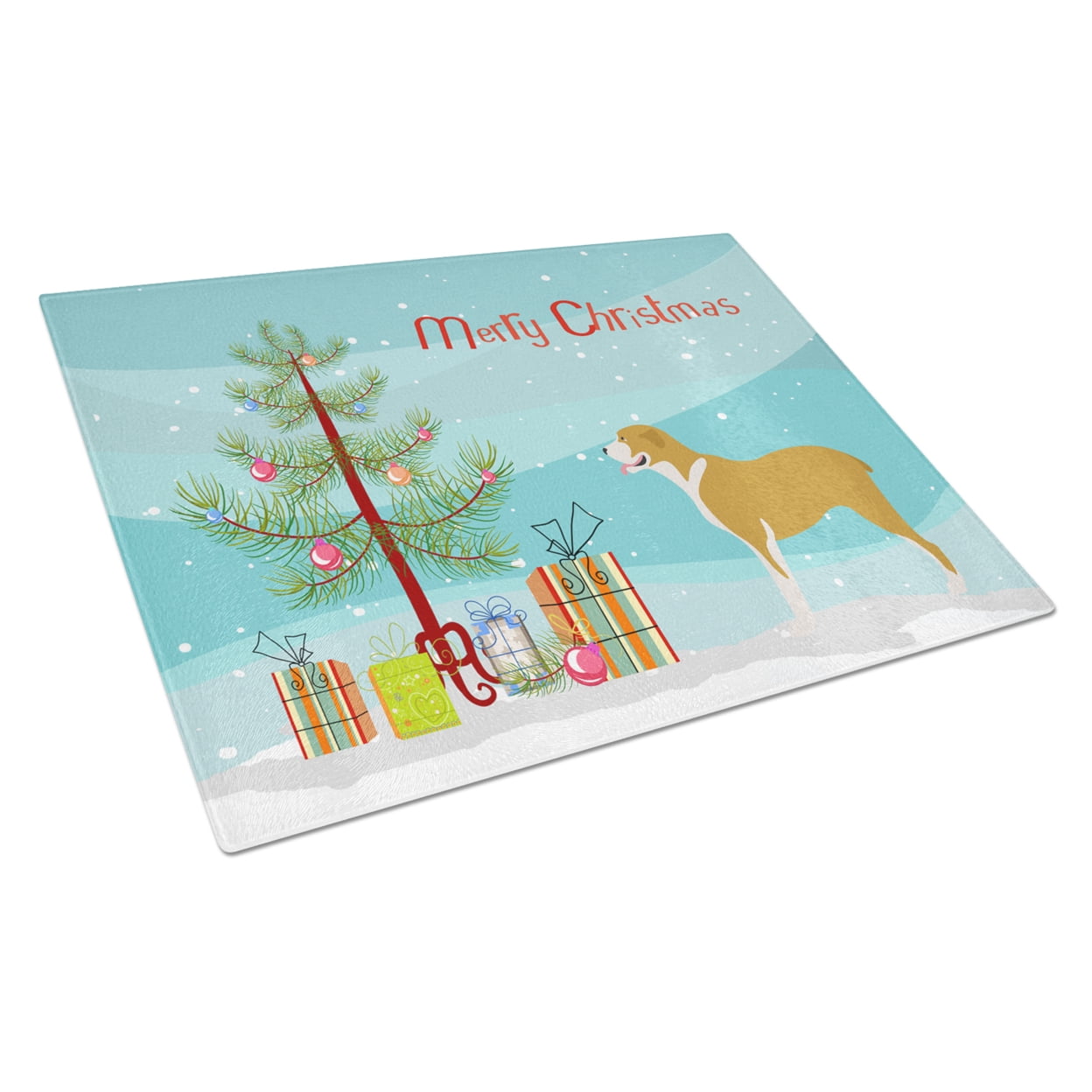 Belgium Mastiff Christmas Glass Cutting Board - Large