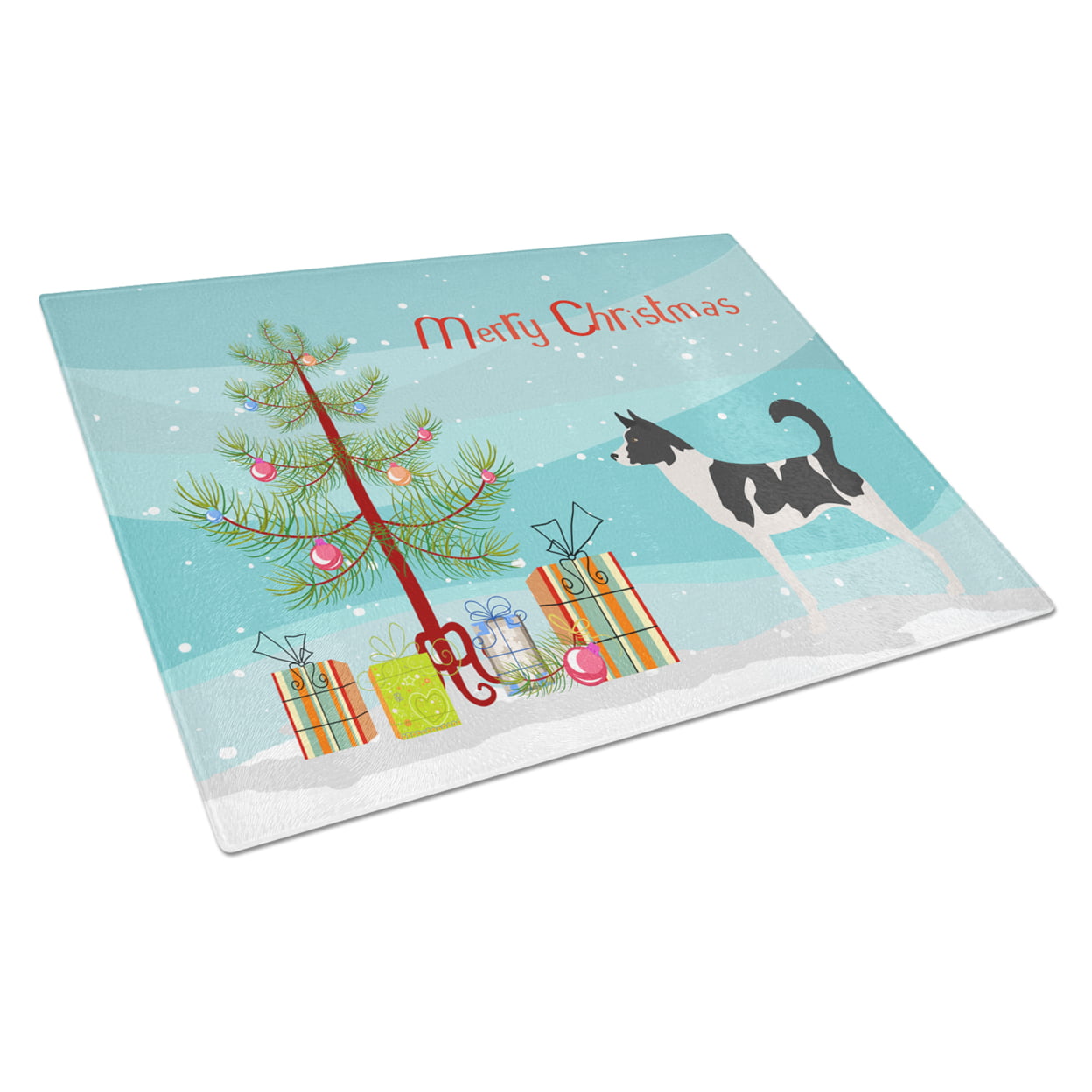 BB8491LCB Canaan Dog Christmas Glass Cutting Board - Large