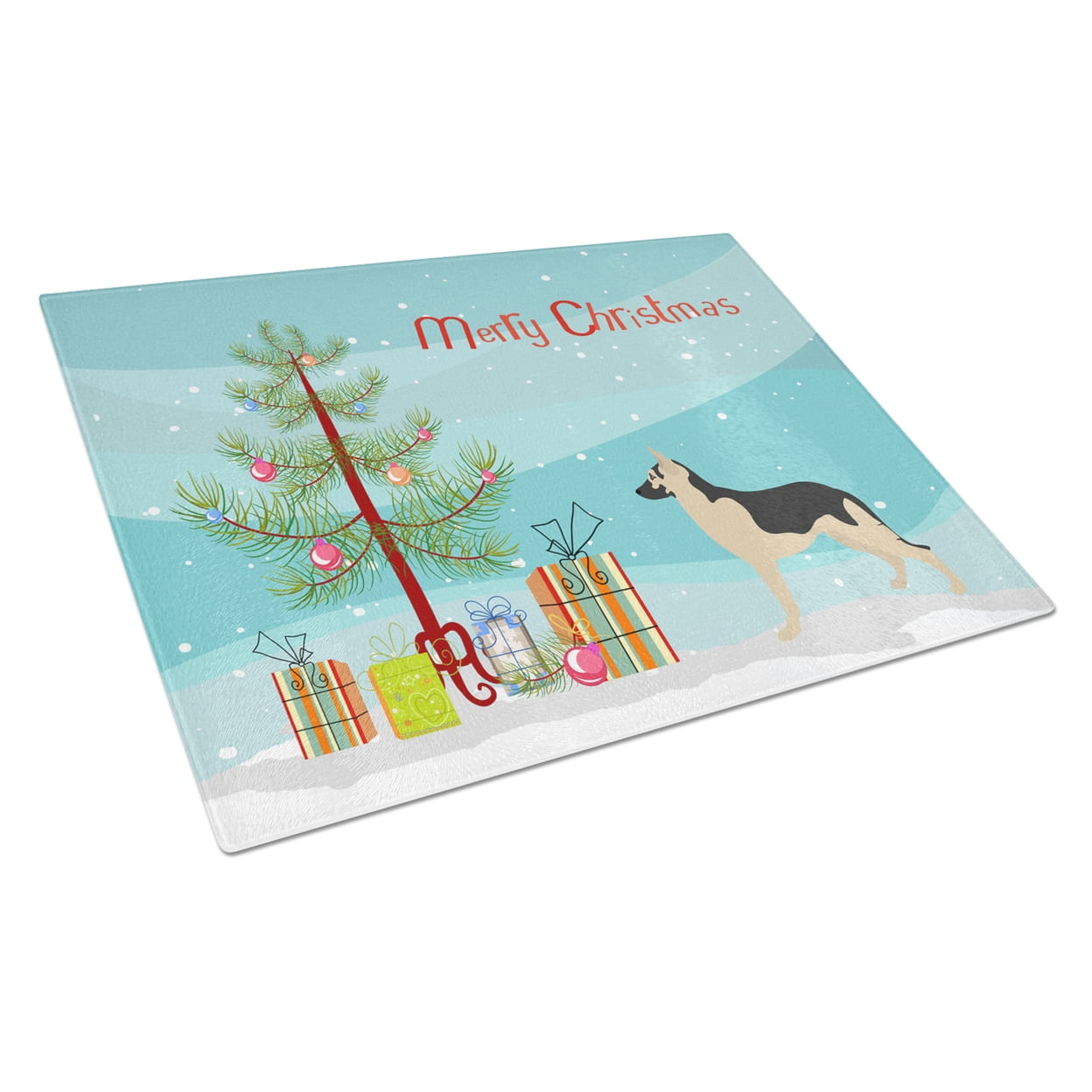 German Shepherd Christmas Glass Cutting Board - Large