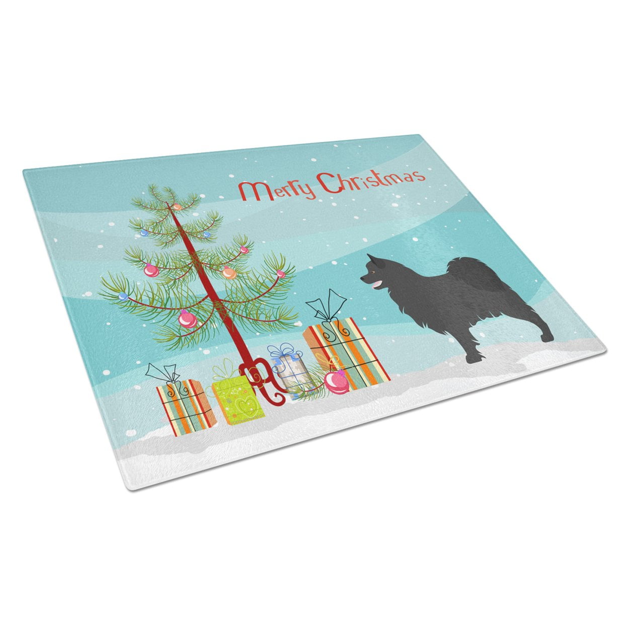 Swedish Lapphund Christmas Glass Cutting Board - Large - Multicolor