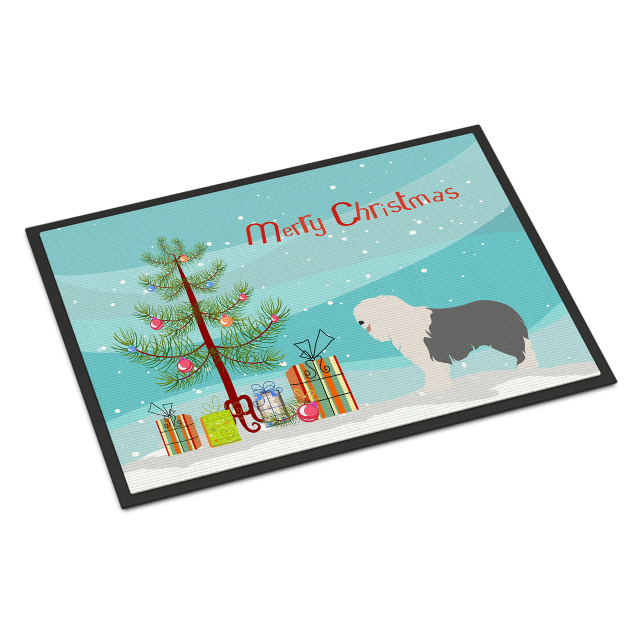 Carolines Treasures BB8466MAT Old English Sheepdog Christmas Indoor or Outdoor Mat - 18 x 27 in.