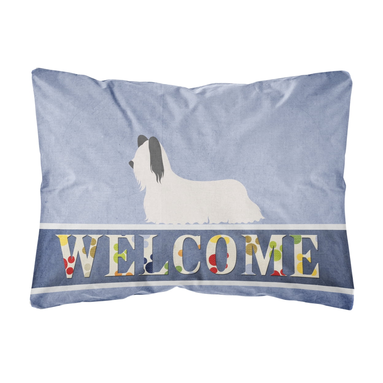 Skye Terrier Welcome Canvas Fabric Decorative Pillow