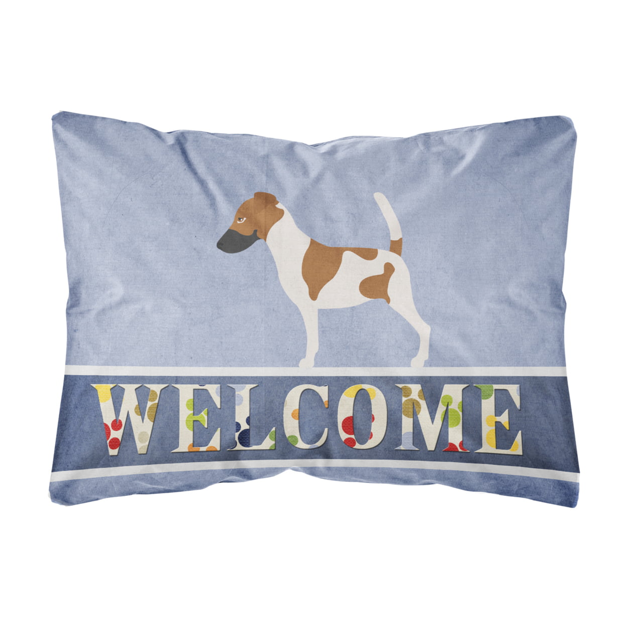 Smooth Fox Terrier Welcome Canvas Fabric Decorative Pillow