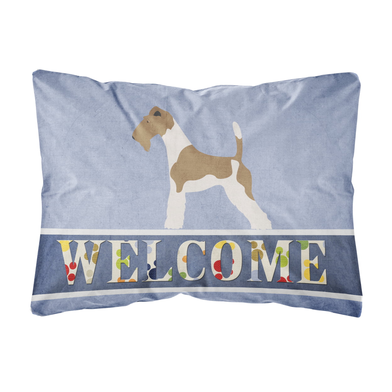 Wire Fox Terrier Welcome Canvas Fabric Decorative Pillow