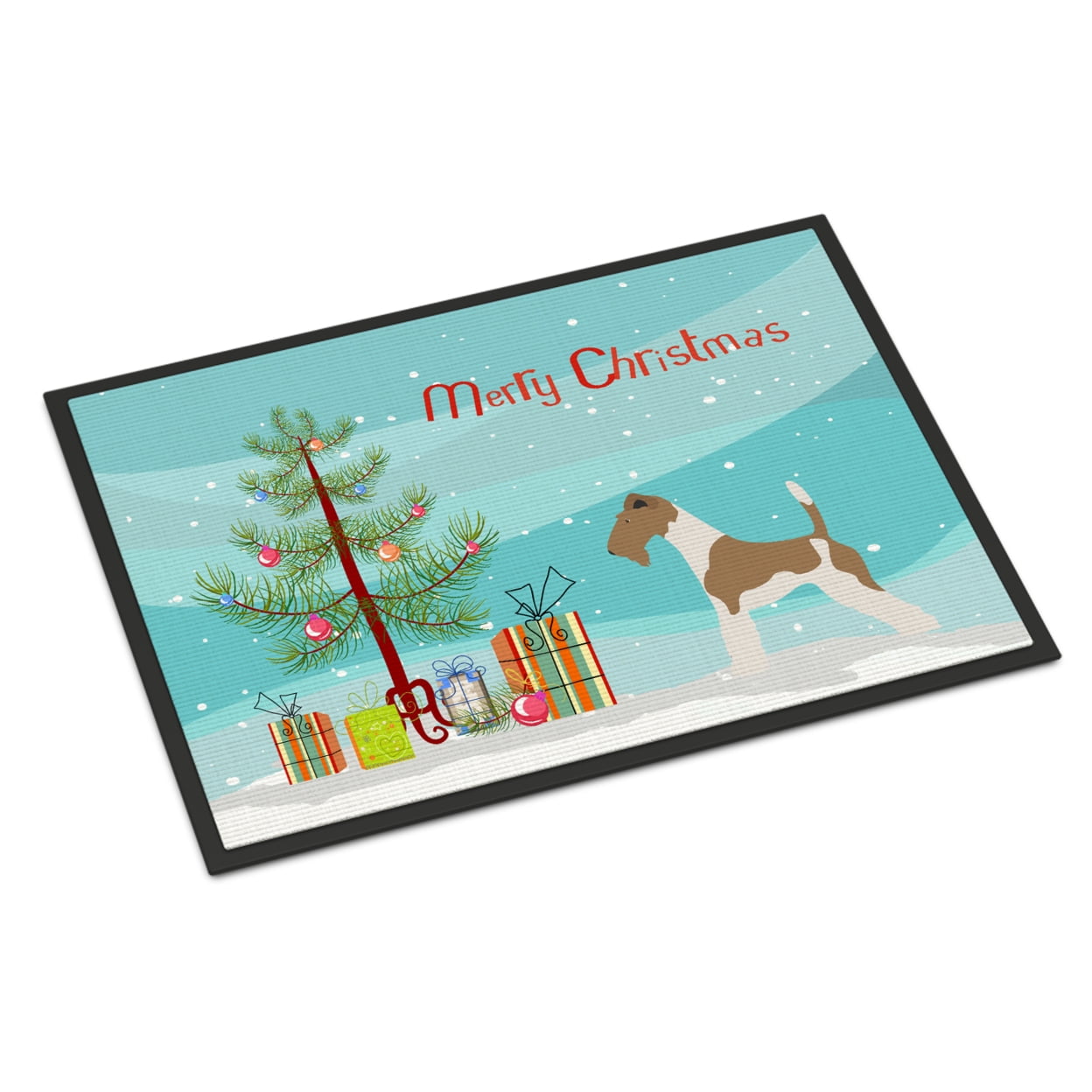 Wire Fox Terrier Christmas Indoor or Outdoor Mat - 24 x 36 in.