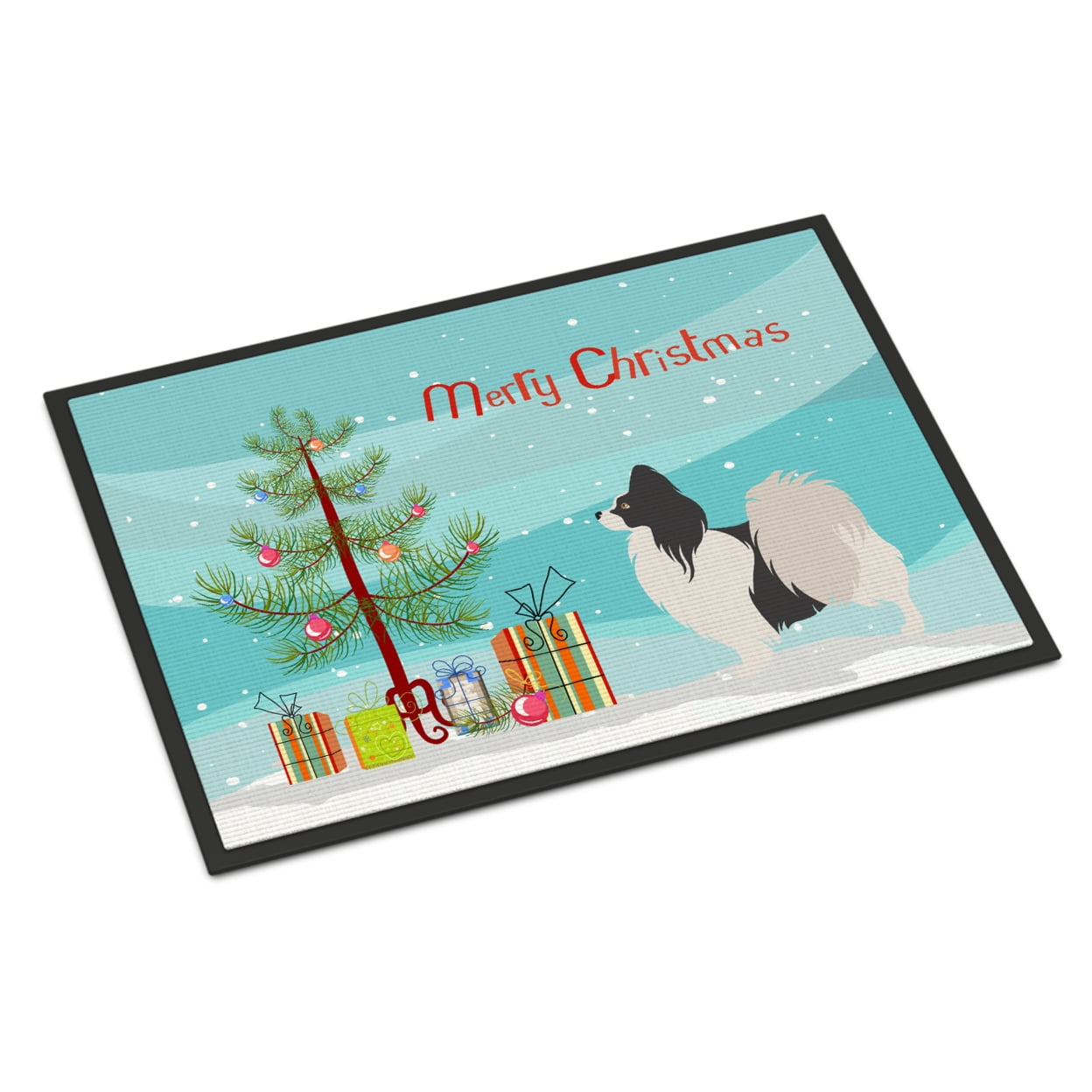 Papillon Christmas Indoor or Outdoor Mat - 24 x 36 in.