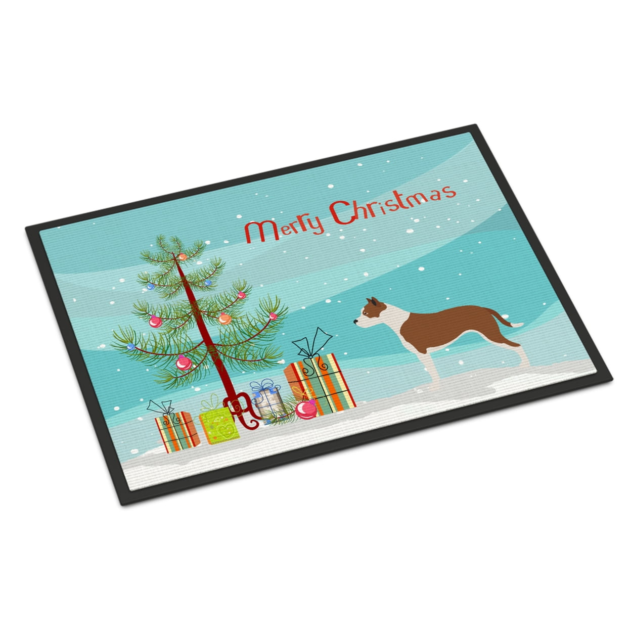Pit Bull Terrier Christmas Indoor or Outdoor Mat, 24 x 36 in.