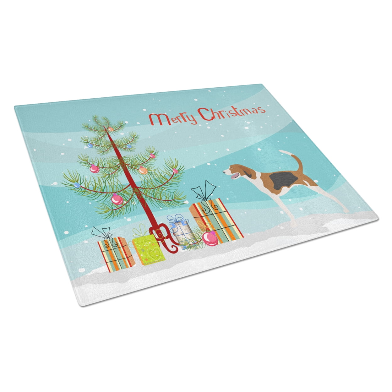 American Foxhound Christmas Glass Cutting Board - Large
