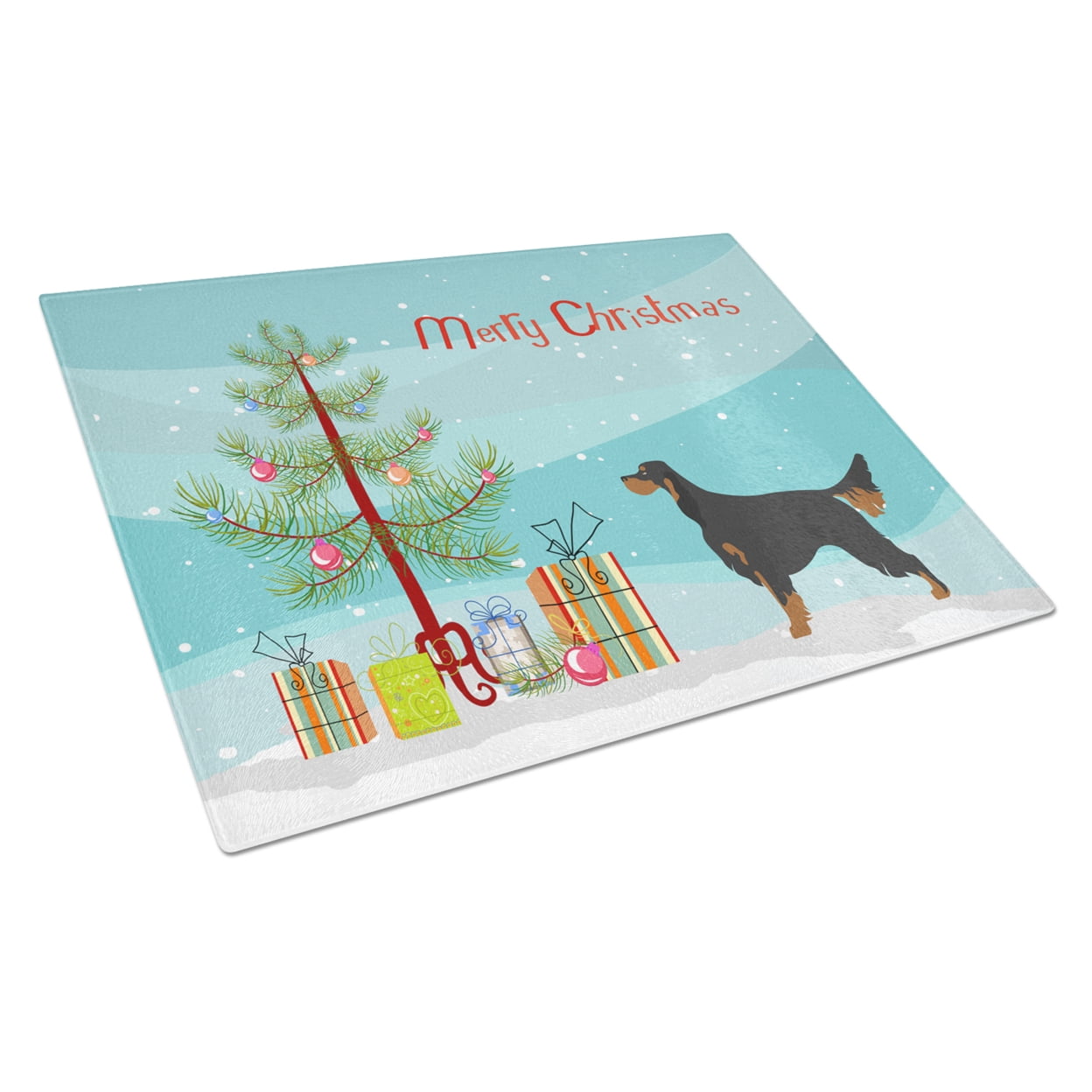 BB8436LCB Gordon Setter Christmas Glass Cutting Board - Large