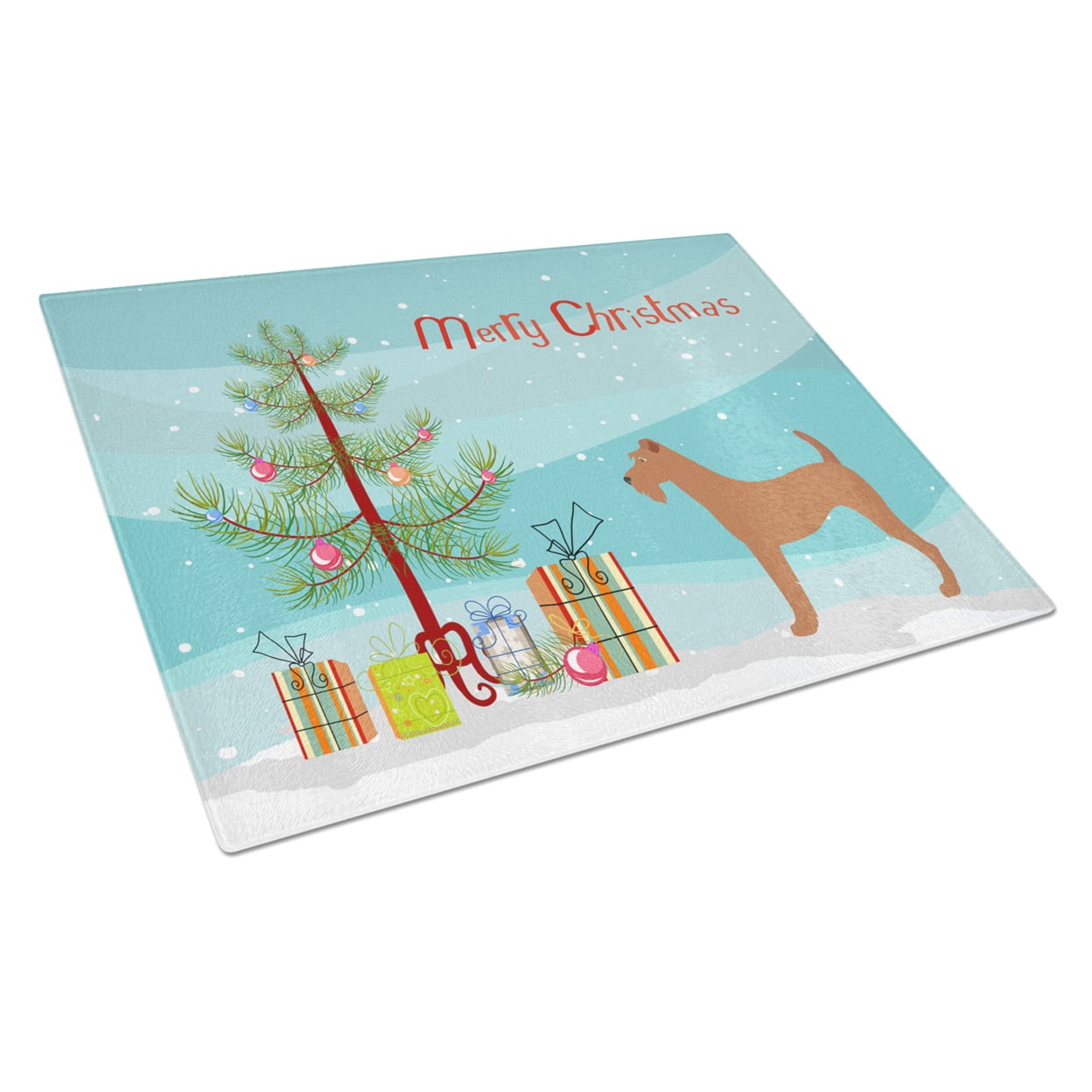 Irish Terrier Christmas Glass Cutting Board - Large - Multicolor