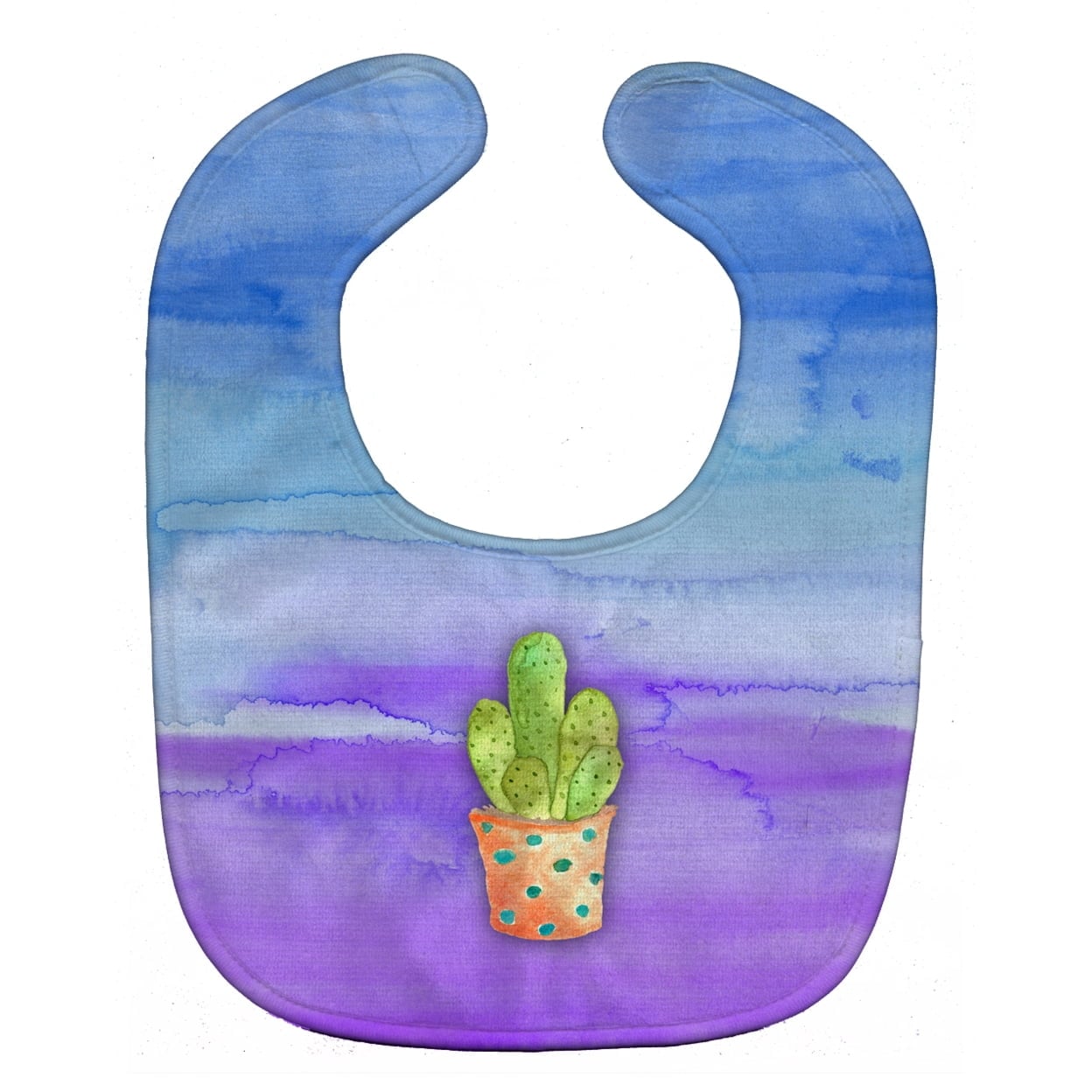 Cactus Blue and Purple Watercolor Baby Bib