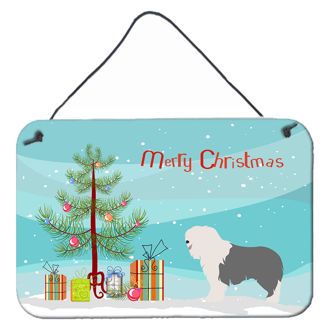 BB8466DS812 Old English Sheepdog Christmas Wall or Door Hanging Prints