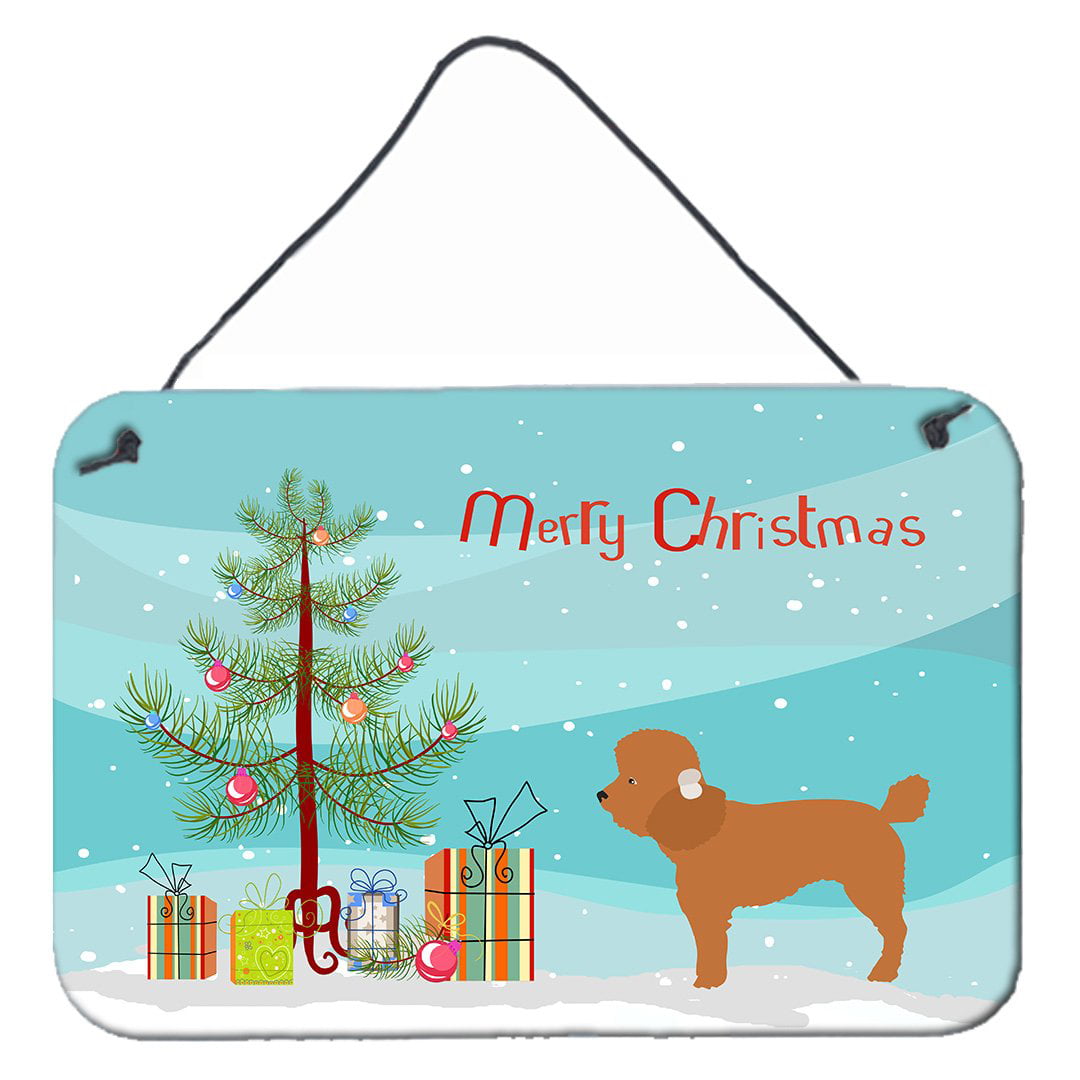 Toy Poodle Christmas Wall or Door Hanging Prints - Multicolor