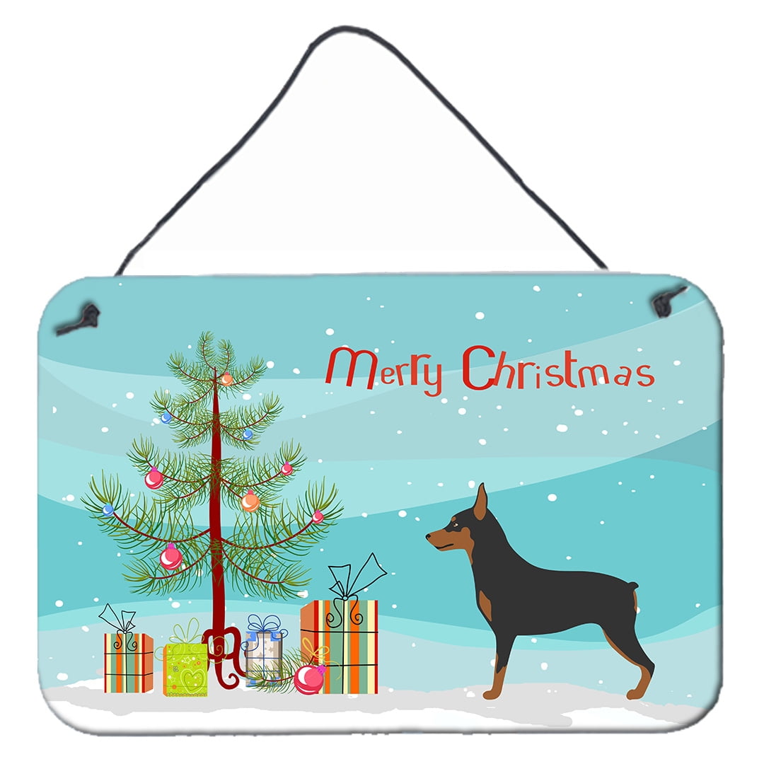 Miniature Pinscher Christmas Wall or Door Hanging Prints - Multicolor