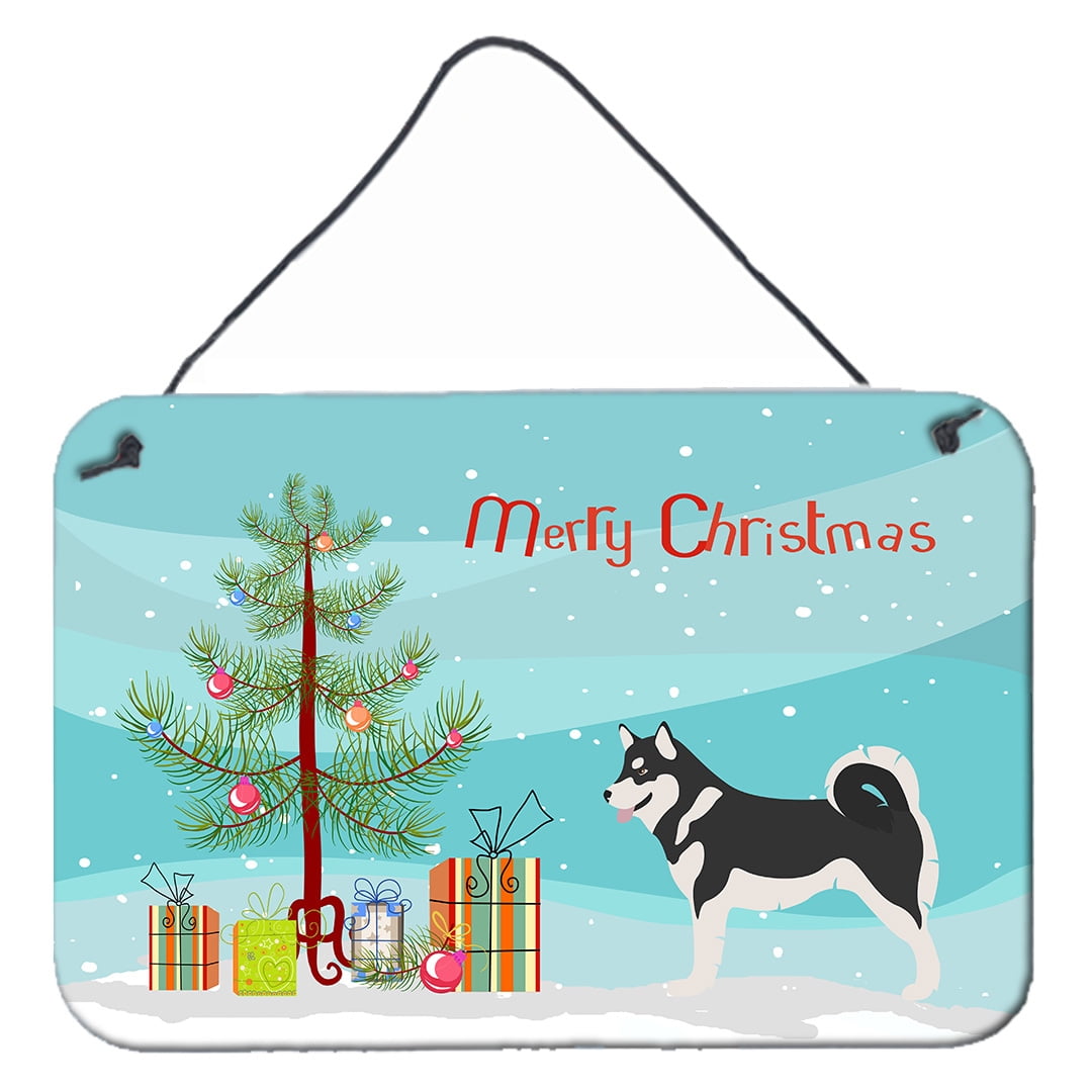 Alaskan Malamute Christmas Wall or Door Hanging Prints - Multicolor