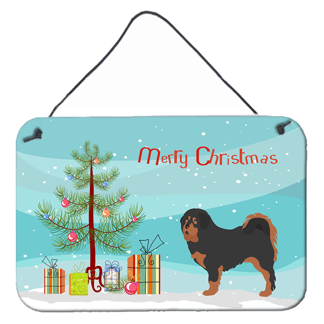 Tibetan Mastiff Christmas Wall or Door Hanging Prints - Multicolor