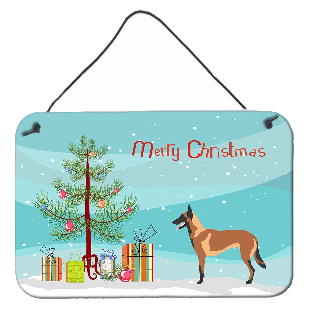 Malinois Belgian Shepherd Christmas Wall or Door Hanging Prints - 8 x 12 in.