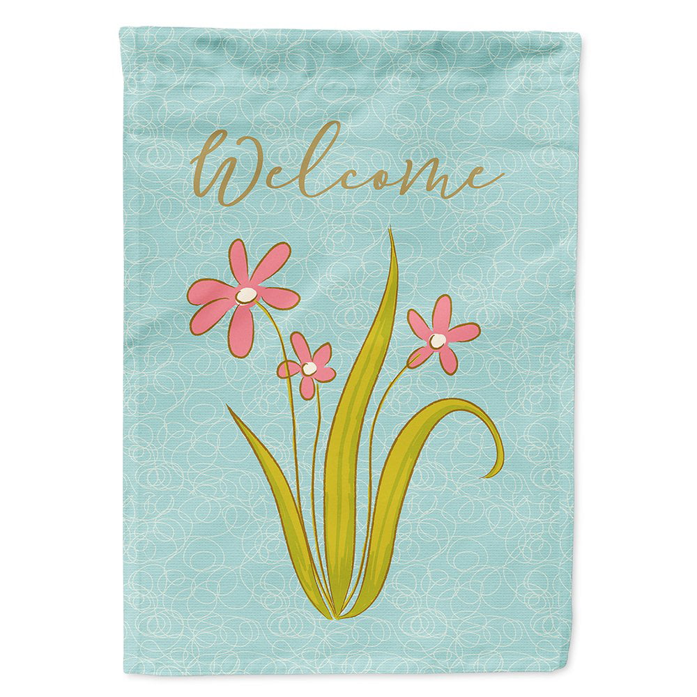 Flowers Welcome Flag Canvas House Size