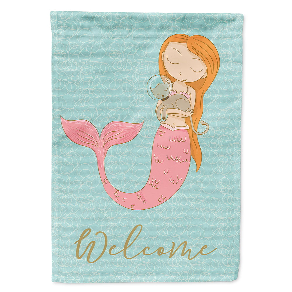 Mermaid with Cat Welcome Flag Canvas House Size