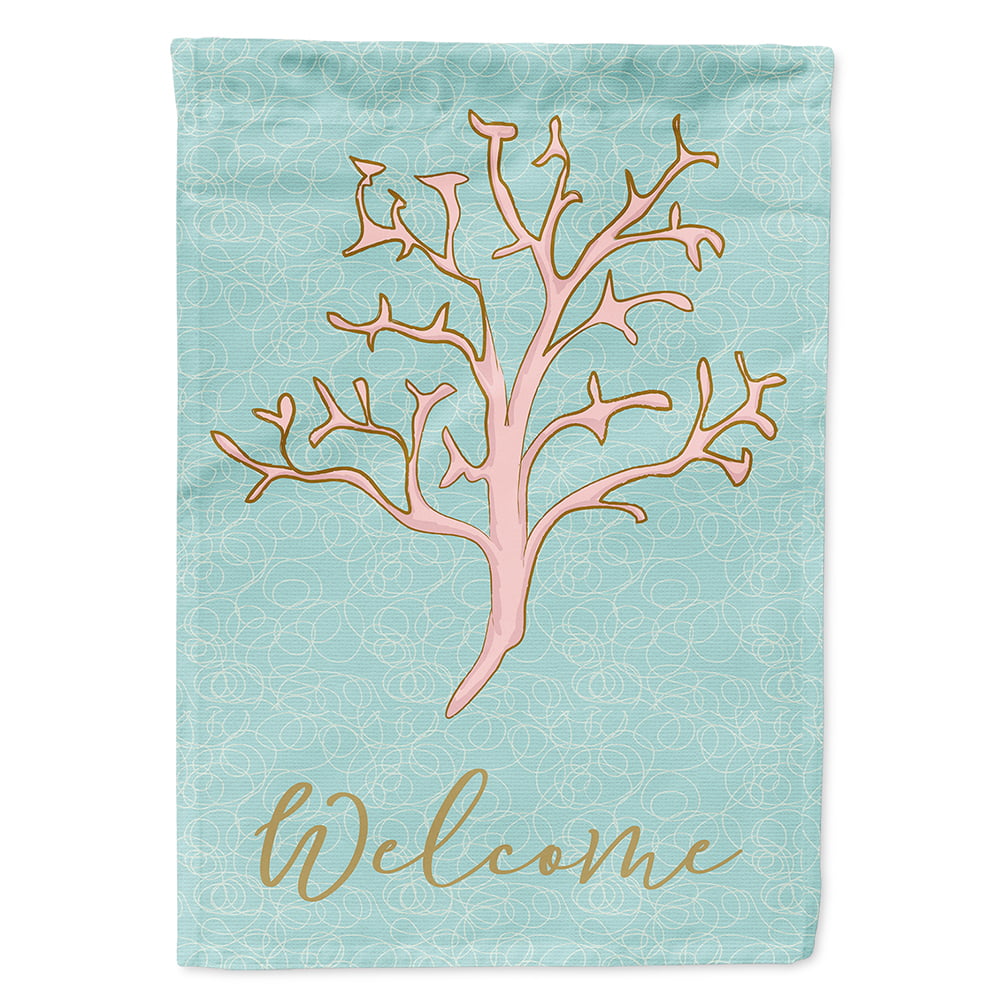Coral Welcome Flag Canvas House Size