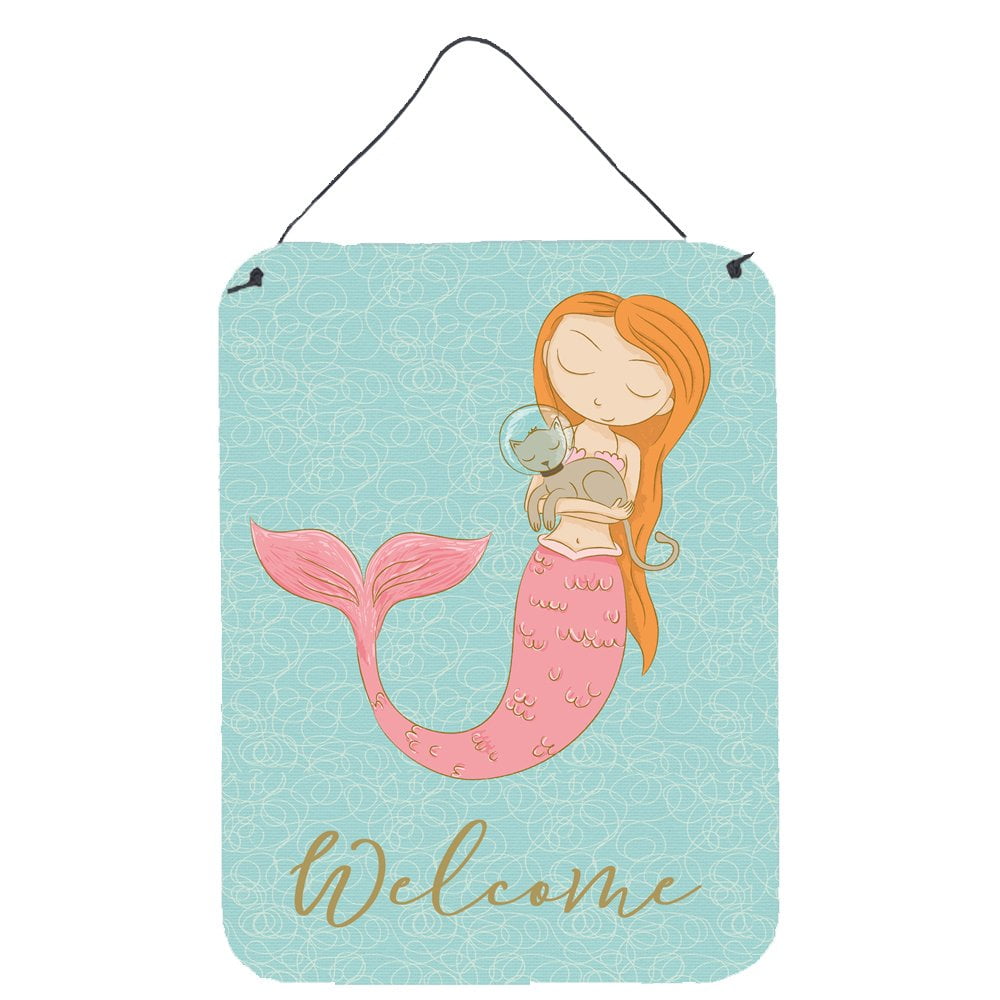 Mermaid with Cat Welcome Wall or Door Hanging Prints