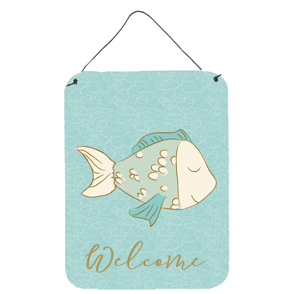 Picture of Carolines Treasures BB8578DS1216 Blue Fish Welcome Wall or Door Hanging Prints