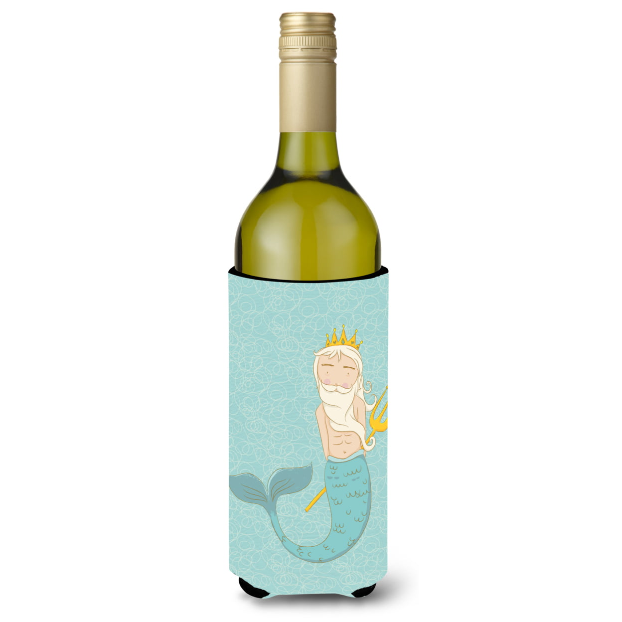 Picture of Carolines Treasures BB8584LITERK Neptune Merman Wine Bottle Beverge Insulator Hugger