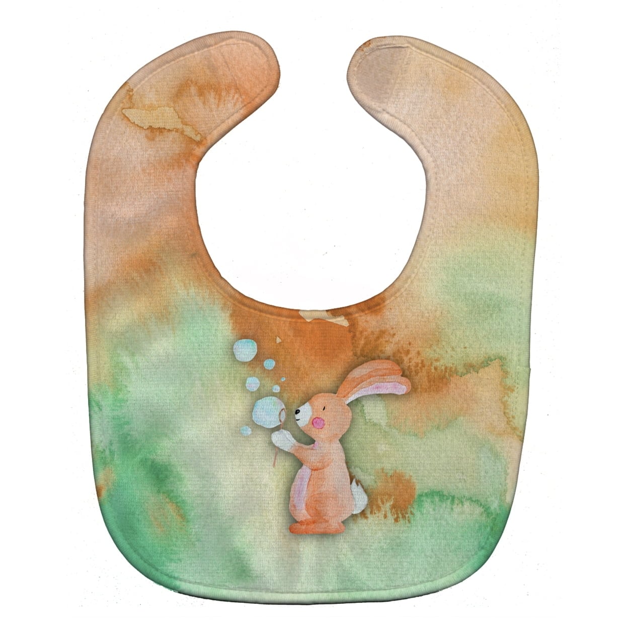 BB7349BIB Rabbit and Bubbles Watercolor Baby Bib