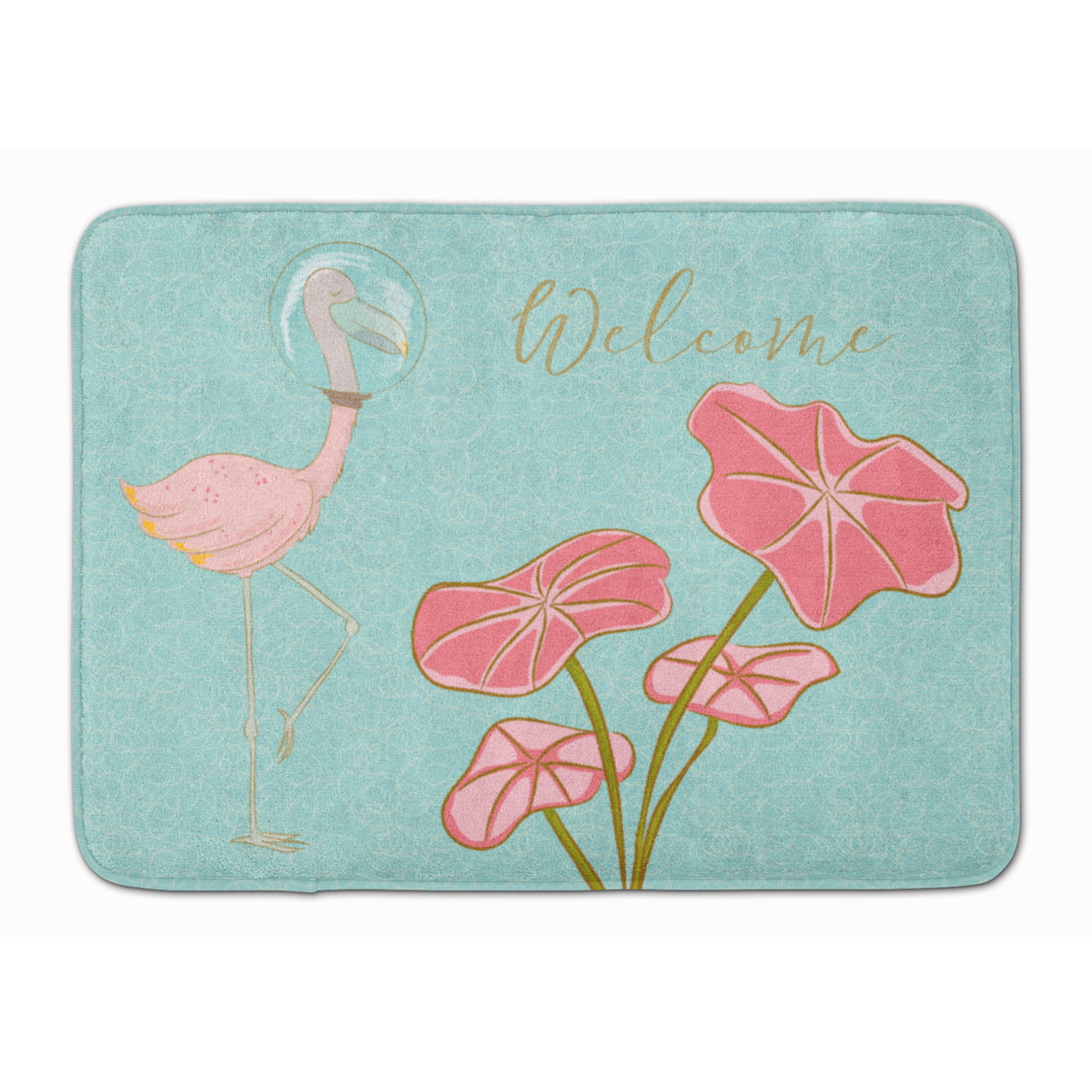 BB8532RUG Flamingo Welcome Machine Washable Memory Foam Mat