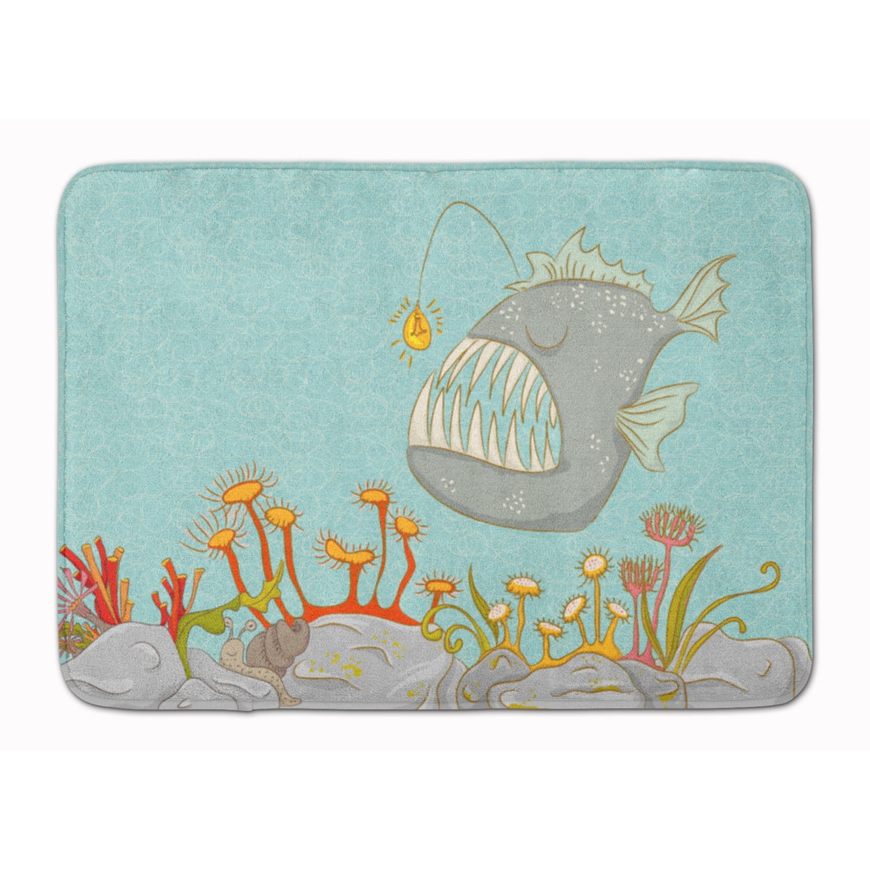 BB8536RUG Frog Fish Scene Machine Washable Memory Foam Mat