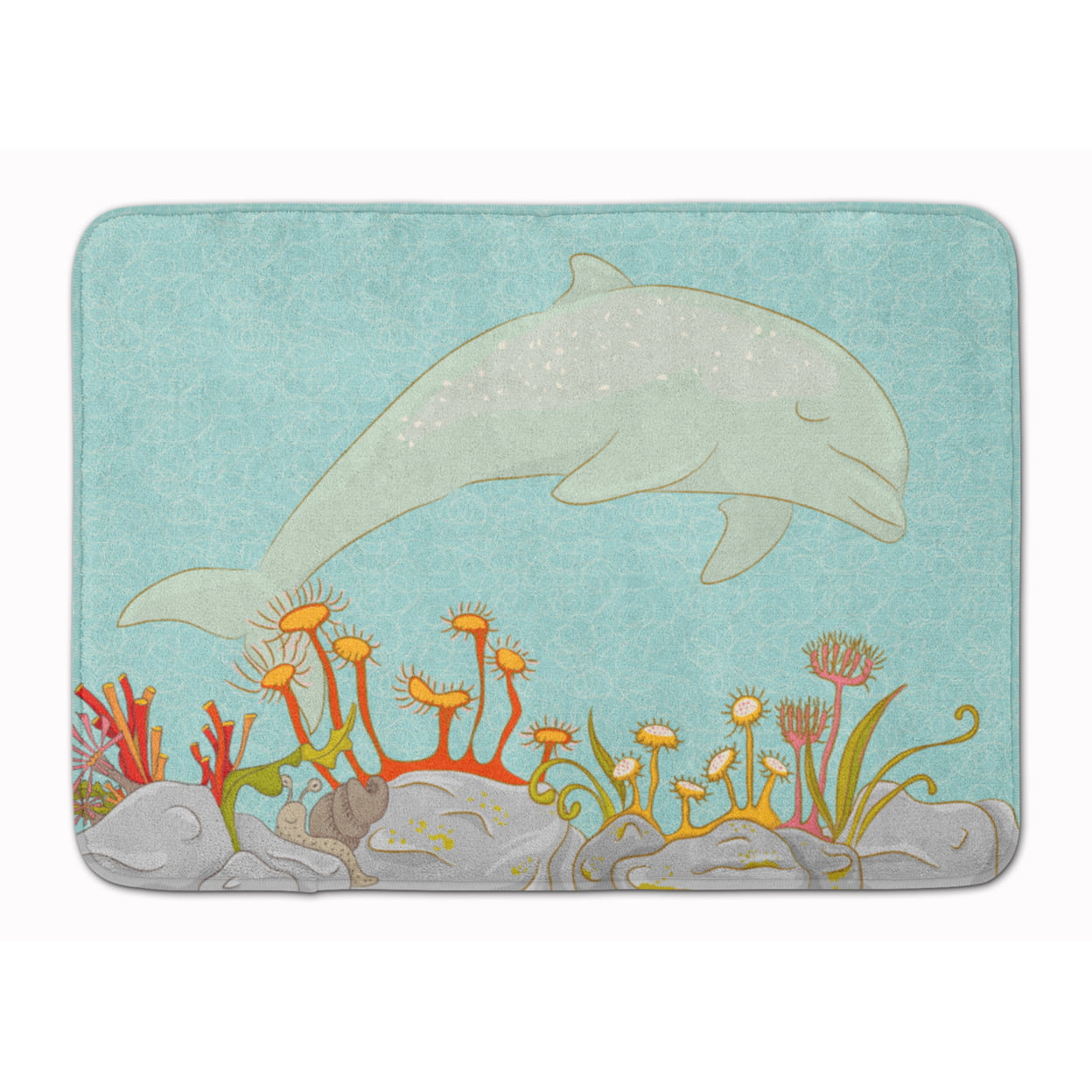 BB8537RUG Dolphin Underwater Scene Machine Washable Memory Foam Mat