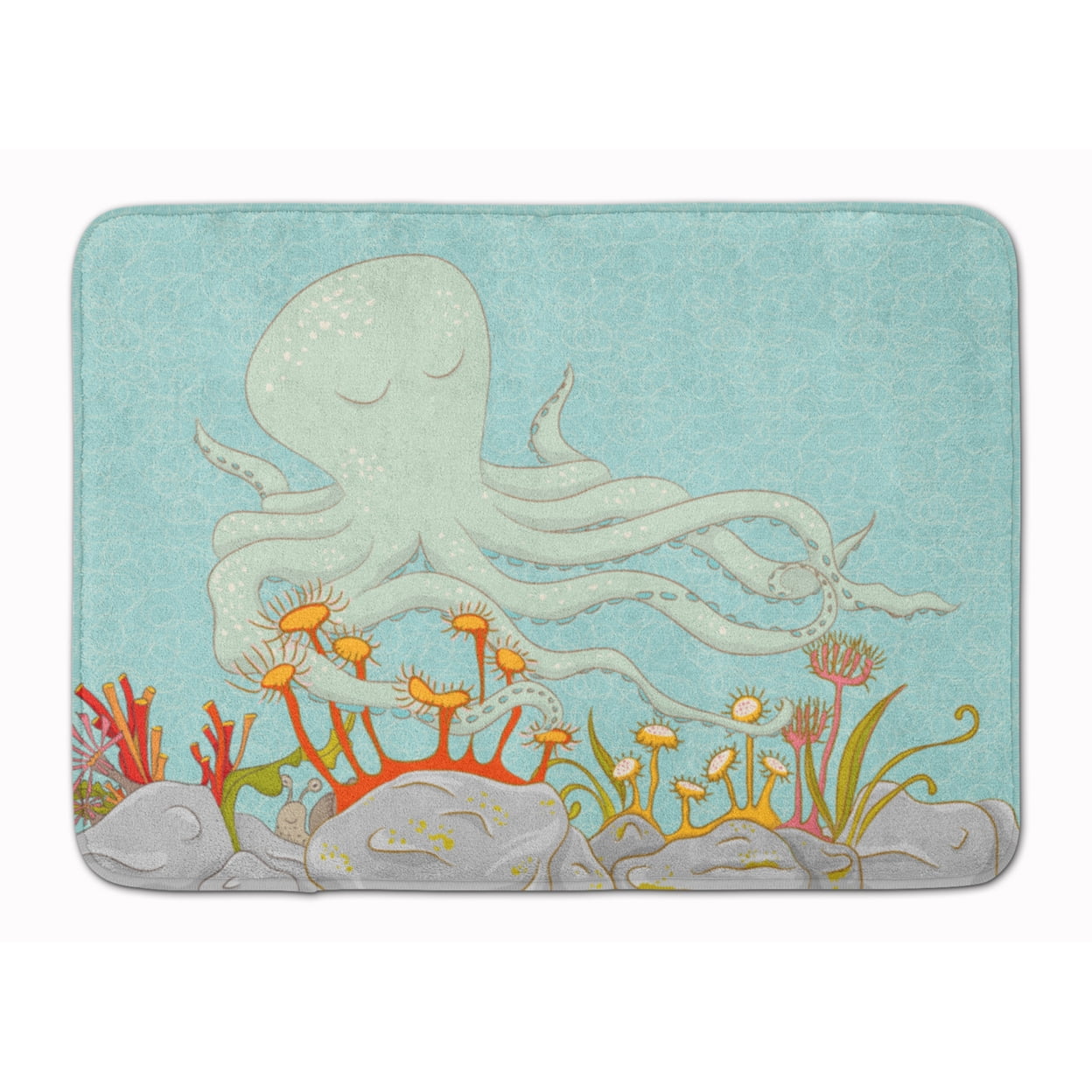 BB8538RUG Octopus Underwater Scene Machine Washable Memory Foam Mat