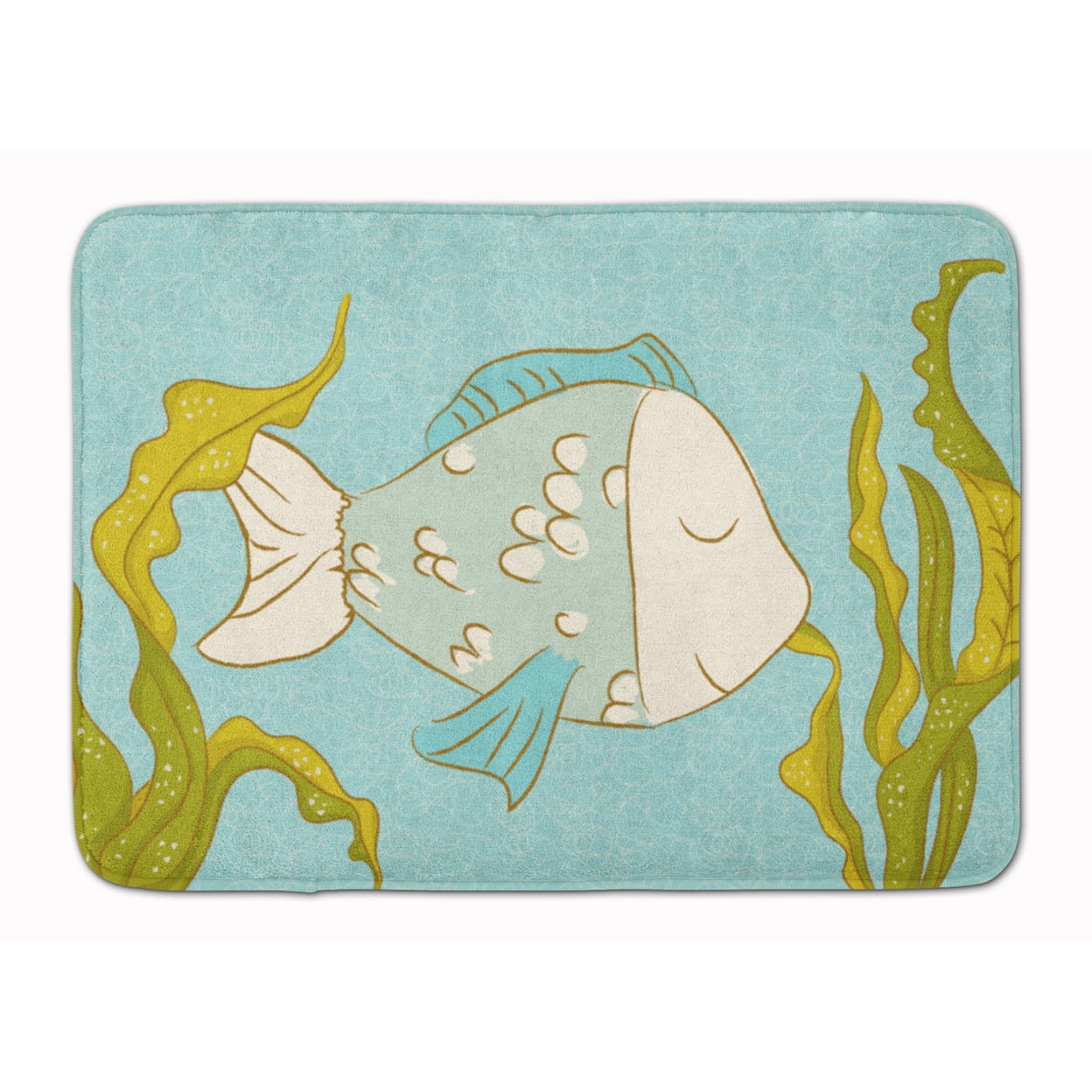 BB8545RUG Blue Fish Machine Washable Memory Foam Mat