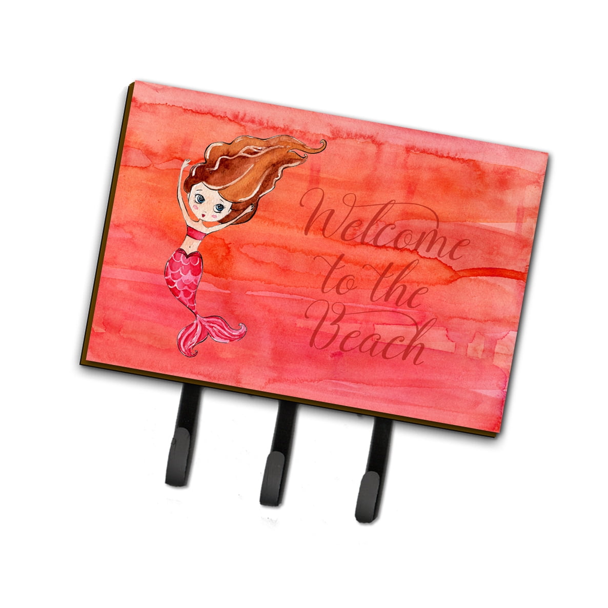 BB8516TH68 Mermaid Welcome Red Leash or Key Holder
